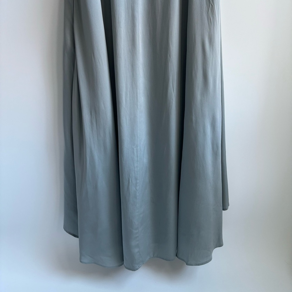 Self-Portrait Lace Shouldered Maxi Dress Silk Blend  Ice Grey Size 2 - Picture 8 of 17